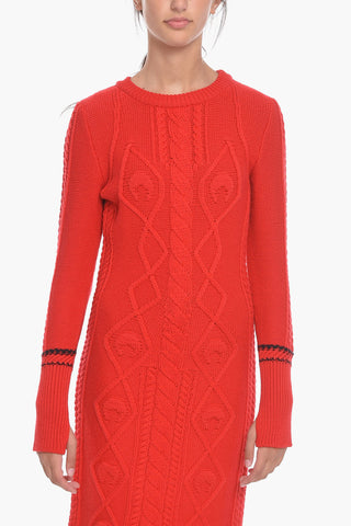 WHITE LINE Bodycon Long Sleeve Wool Dress