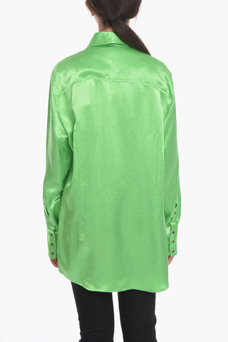 Satin Blouse with Tie-Up Detail