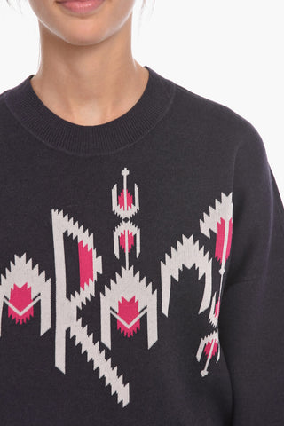 ETOILE Cotton-blend ADISON Crewneck Sweater with Jacquard Logo