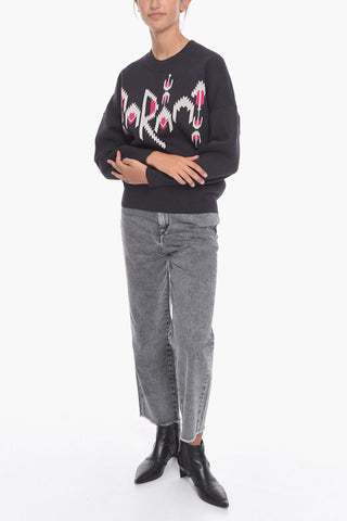 ETOILE Cotton-blend ADISON Crewneck Sweater with Jacquard Logo