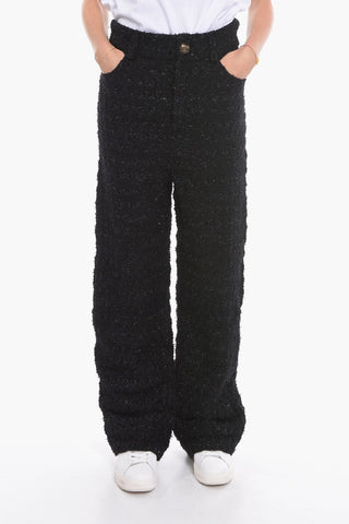 Pantaloni Baggy in Tweed Texturizzato