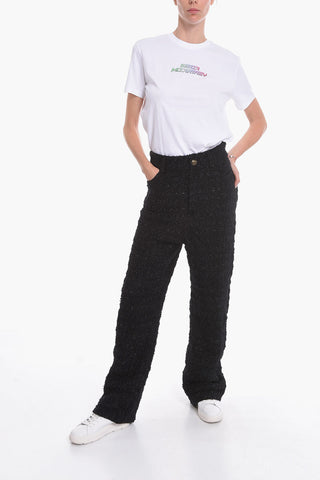 Pantaloni Baggy in Tweed Texturizzato