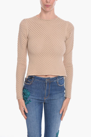 Maglia Crochet Openwork con Schiena Scoperta
