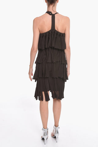 Mixed-Silk Halter-Neck Dress LOOPS
