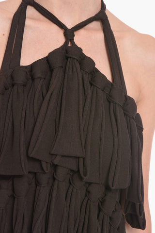 Mixed-Silk Halter-Neck Dress LOOPS