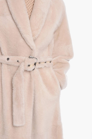 Sheepskin Fur Double-breasted Coat with Peak Lapel