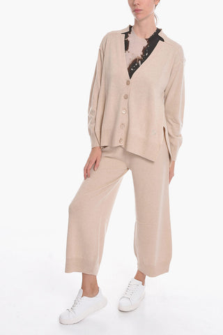 Cardigan Relax Fit in Misto Cashmere con Spacchi Laterali
