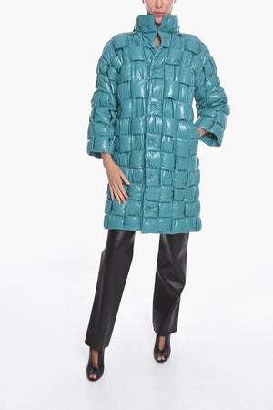 Quilted Braided Leather Coat