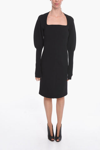 Stretch Wool Knit Midi Dress with Cut-Out Detail