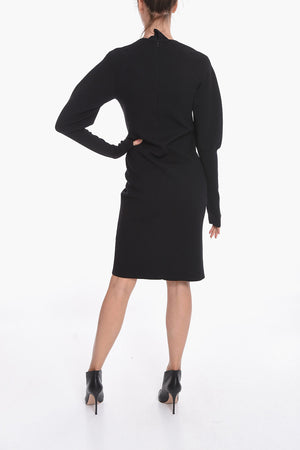 Vestito Midi in Maglia di Lana Stretch con Dettaglio Cut-out