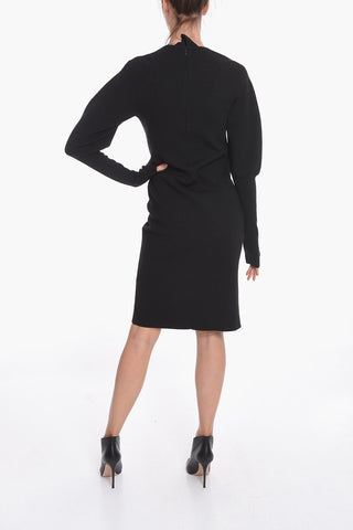 Stretch Wool Knit Midi Dress with Cut-Out Detail