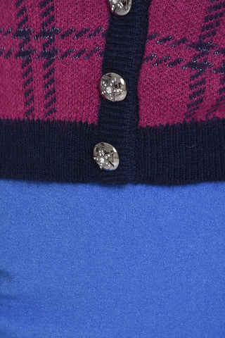 Tartan Cardigan with Lurex Details
