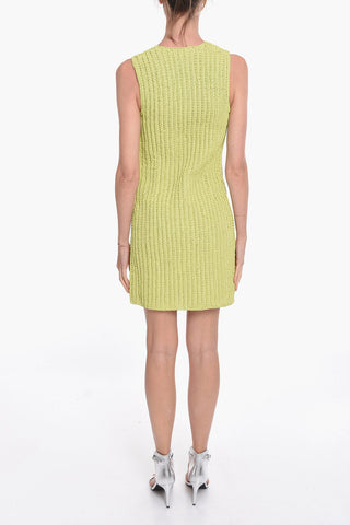 Vestito Midi in Pelle Intrecciato a Mano