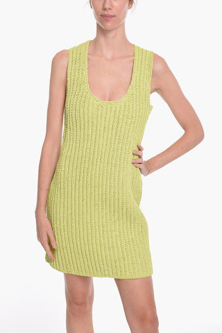 Vestito Midi in Pelle Intrecciato a Mano