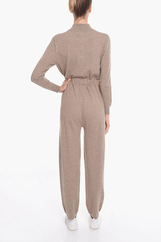 Cashmere Long-sleeved Jumpsuit with Belt