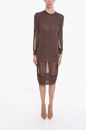 Viscose Lamé Knit Midi Dress with Chain Detail