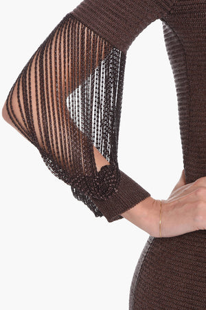 Viscose Lamé Knit Midi Dress with Chain Detail