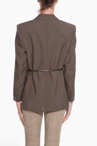 Wool TRAVEL Single-breasted Blazer with Leather Belt