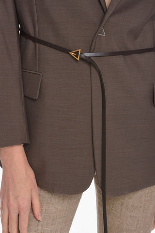 Wool TRAVEL Single-breasted Blazer with Leather Belt