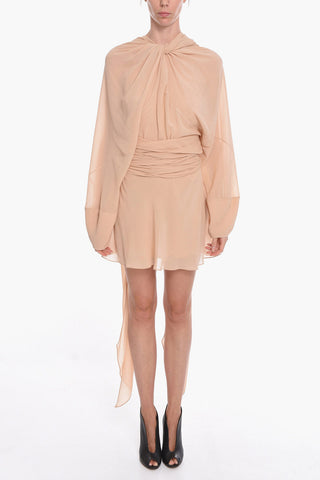 MM4 Chiffon Silk Dress with Self-tie Detailing