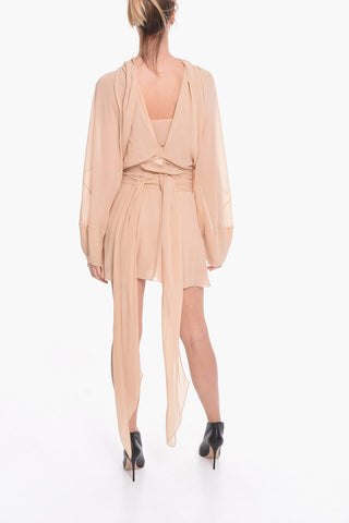 MM4 Chiffon Silk Dress with Self-tie Detailing