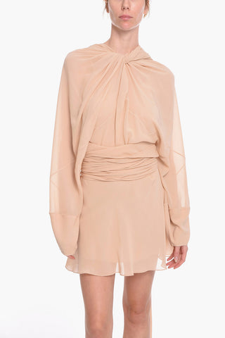 MM4 Chiffon Silk Dress with Self-tie Detailing