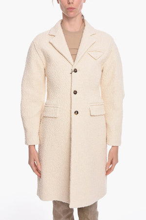 Cappotto Monopetto in Bouclé di Cotone Stretch 