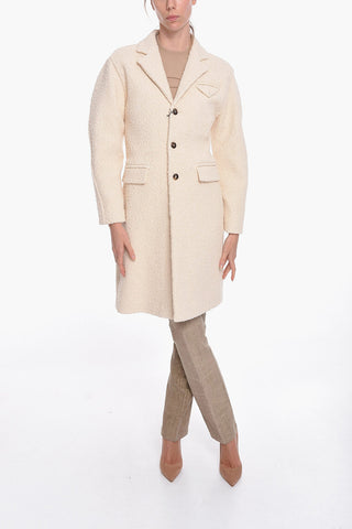 Stretch Cotton Bouclé Single-Breasted Coat