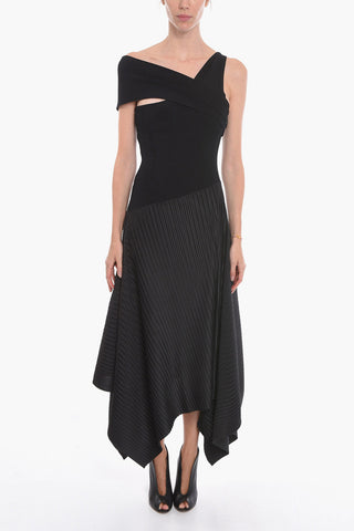 Pleated Asymmetric Long Dress