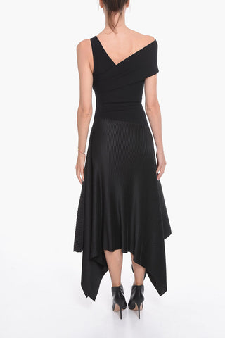 Pleated Asymmetric Long Dress