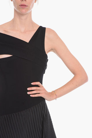 Pleated Asymmetric Long Dress
