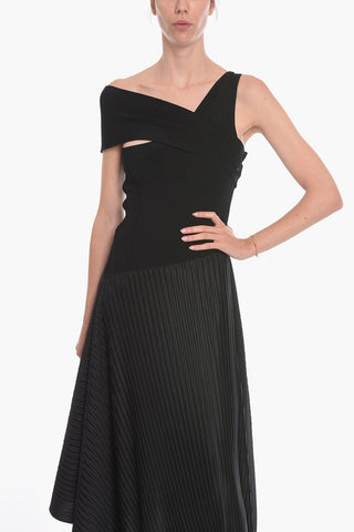 Pleated Asymmetric Long Dress