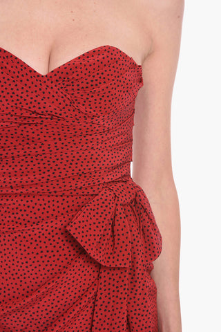 Vestito Mini Drappeggiato con Stampa a Cuori