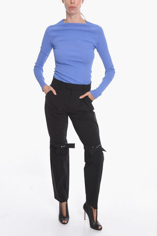 Pantaloni in Nylon Stretch con Dettagli Removibili