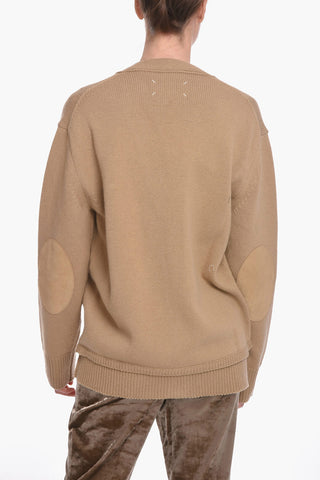 MM4 Cardigan UNISEX in Misto Lana con Toppe in Suede
