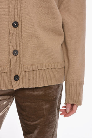 MM4 Cardigan UNISEX in Misto Lana con Toppe in Suede
