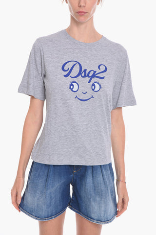 Crewneck T-shirt with Front Graphic Print
