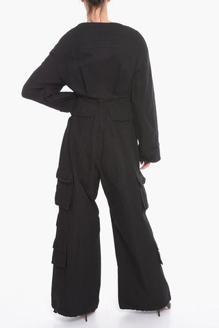 Cotton-canvas SWING Oversized Cargo Jumpsuit with V-neck