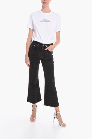 Velour-effect Flared Denims 27cm
