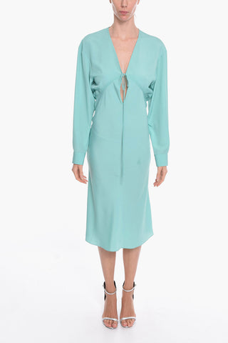 Viscose Crepe Long Dress GREBSEH with Cut-out Detail