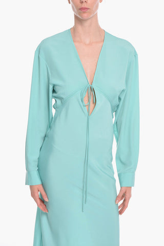 Viscose Crepe Long Dress GREBSEH with Cut-out Detail