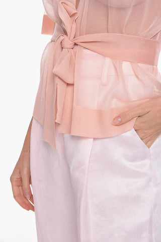 Cardigan a Maniche Corte con CIntura