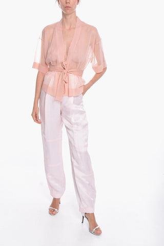 Cardigan a Maniche Corte con CIntura