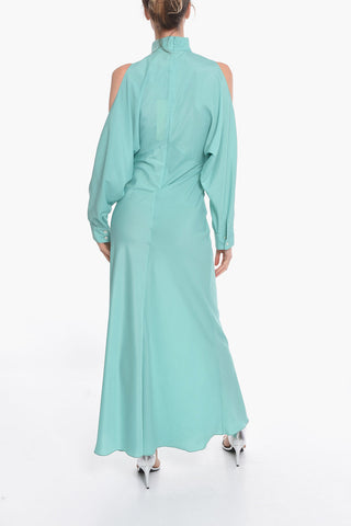 Langes Kleid aus Viskose-Crêpe mit Cut-out-Details