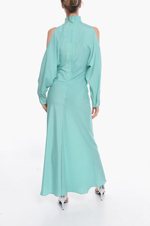 Langes Kleid aus Viskose-Crêpe mit Cut-out-Details
