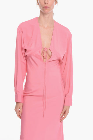 Langes Kleid GREBSEH aus Viskose-Crêpe mit Cut-out-Detail