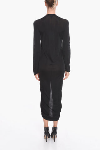 Front Draped GLOSSY Viscose Dress