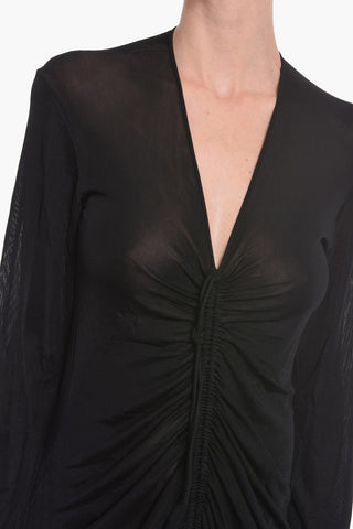 Front Draped GLOSSY Viscose Dress