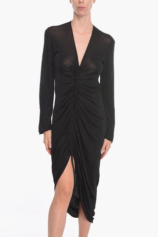 Front Draped GLOSSY Viscose Dress