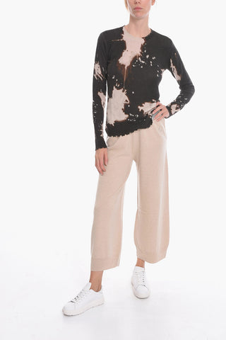 Cashmere Crewneck Sweater with Bleach Print